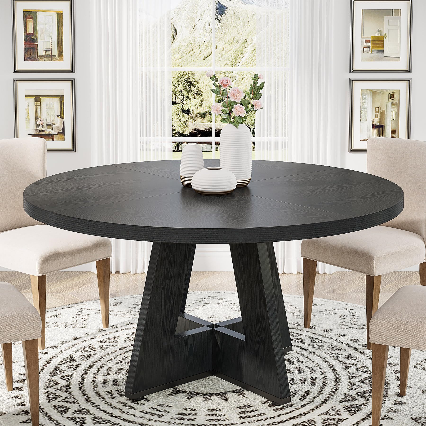 Amazon.com - Tribesigns 47 inch Round Dining Table Wood Kitchen